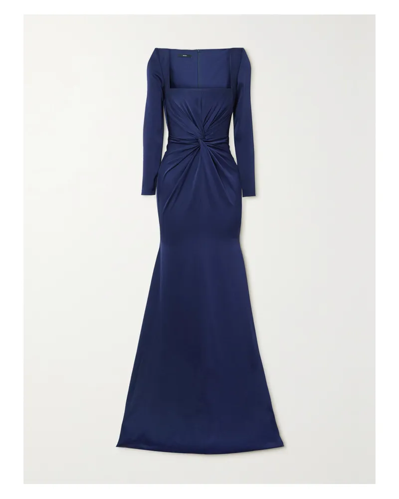 Alex Perry Rowan Robe Aus Glänzendem Crêpe Mit Twist-detail - Blau Blau