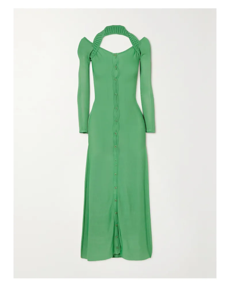 Jacquemus Lagoa Maxikleid Aus Stretch-strick Mit Cut-outs - Grün Grün