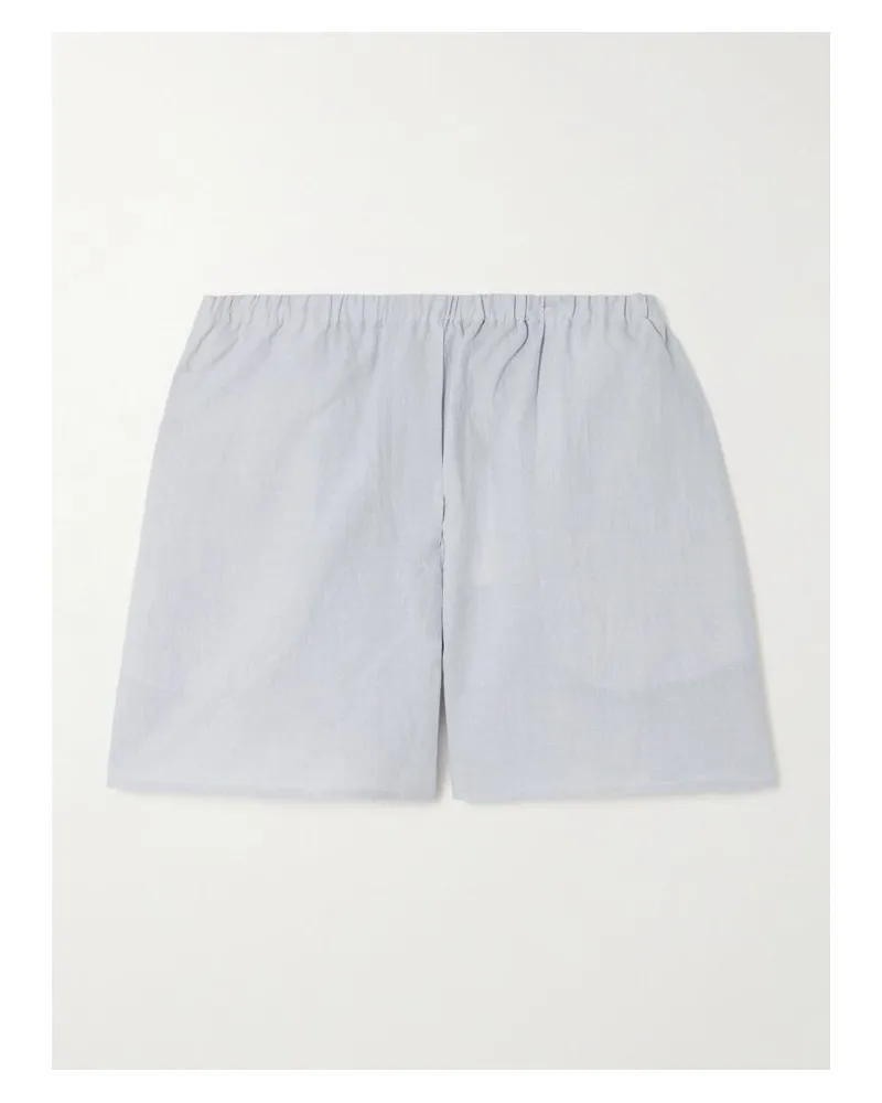 Proenza Schouler Jana Shorts Aus Einer Gestreiften Baumwoll-leinenmischung - Blau Blau