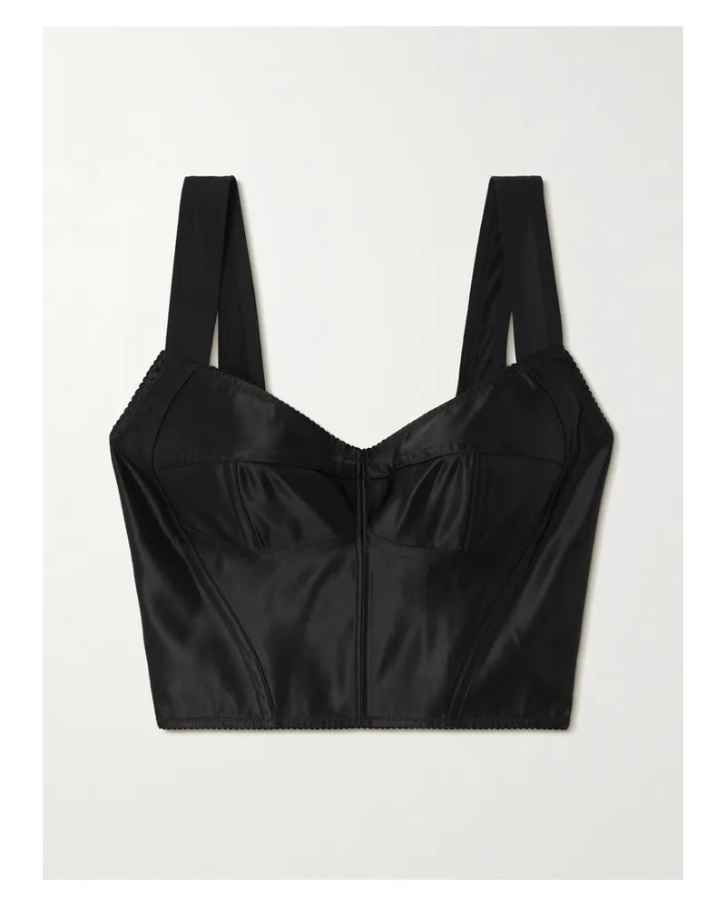 Dolce & Gabbana Bustier Aus Satin Mit Crêpe-besätzen - Schwarz Schwarz