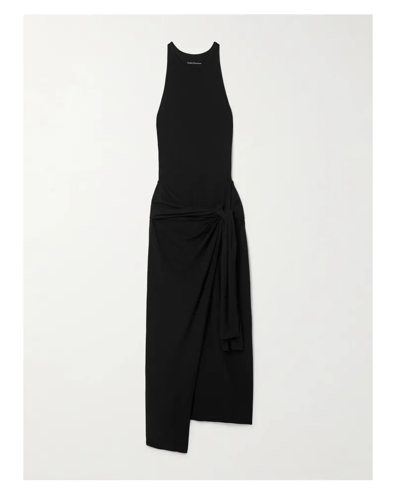 Another Tomorrow Net Sustain Midikleid Aus Stretch-jersey - Schwarz Schwarz