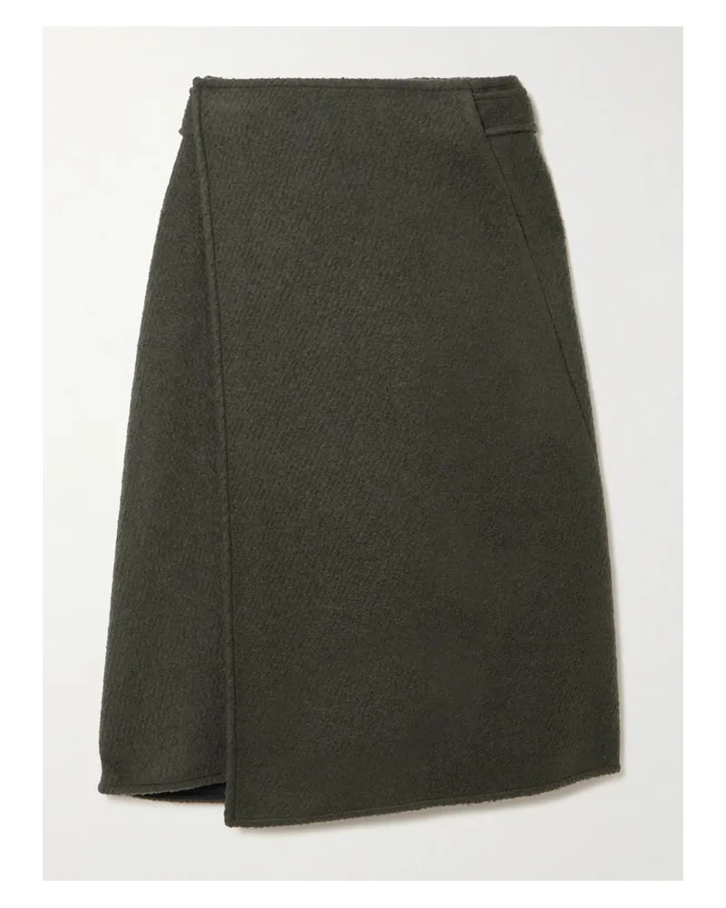 Proenza Schouler Bodhi Wool-blend Bouclé-twill Midi Wrap Skirt - Green Green