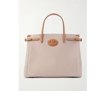 Antibes Medium Leather-trimmed Checked Canvas Tote Bag - Neutrals