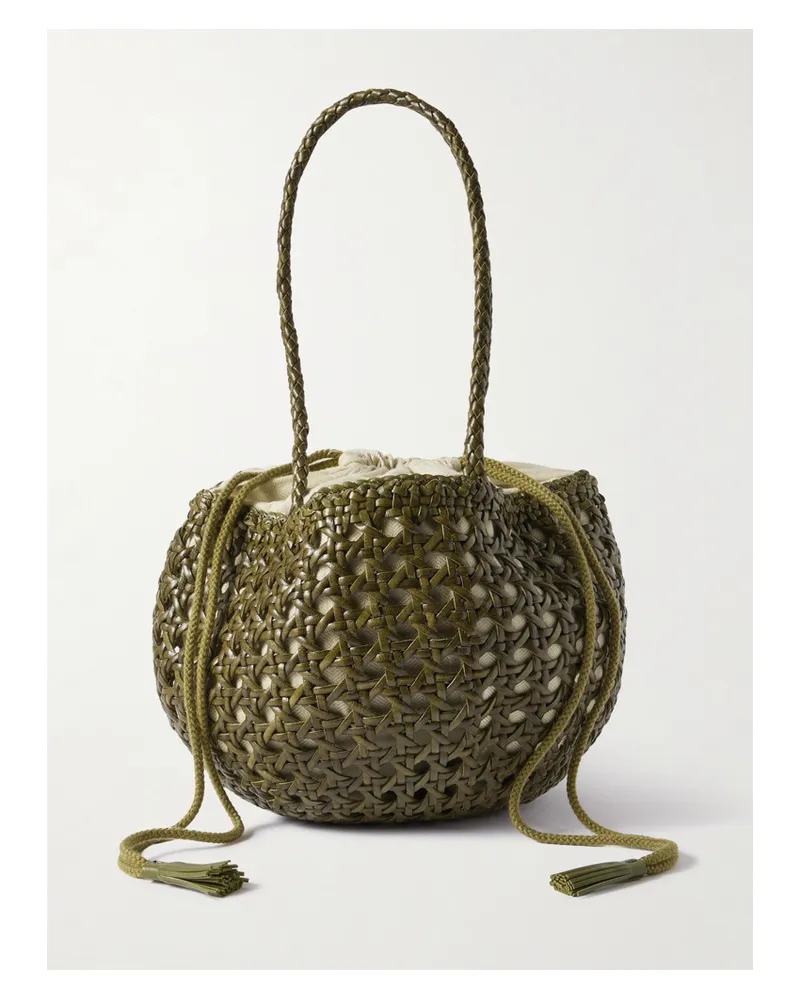 Dragon Diffusion Juventus Woven Leather Bucket Bag - Green Green