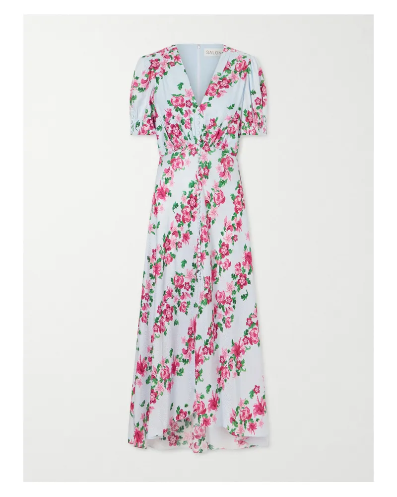 Saloni Floral-print Silk-satin Midi Dress - Multi Multi