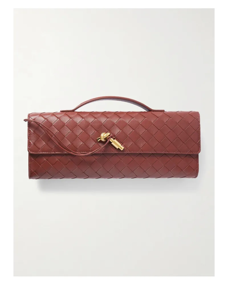 Bottega Veneta Long Andiamo Intrecciato Leather Clutch - Red Red