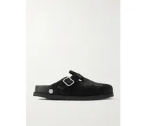 Boston Buckled Cow Hair Clogs - Black