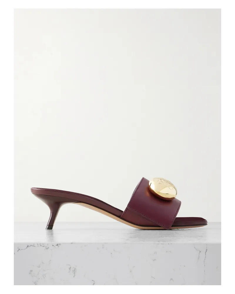 Loewe Pebble Leather Mules - Burgundy Burgundy