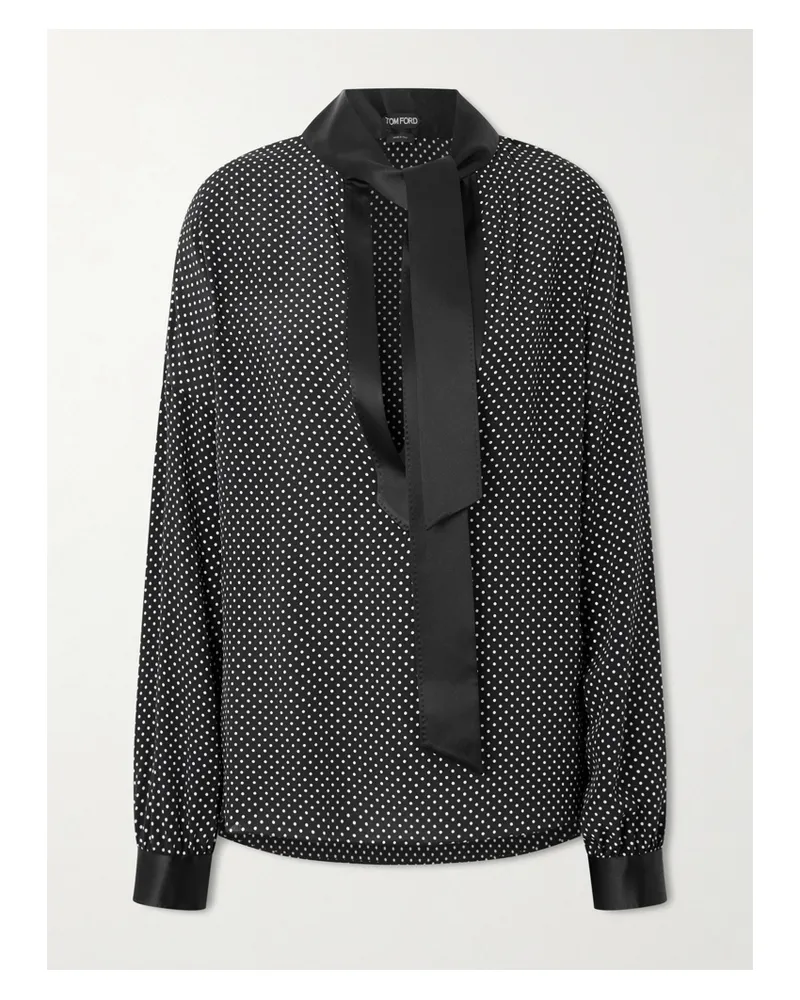 Tom Ford Schluppenbluse Aus Satin Aus Einer Seidenmischung Mit Punkten - Schwarz Schwarz