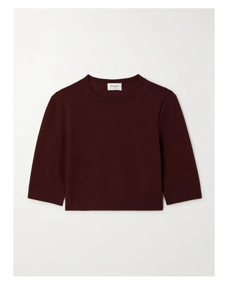Saint Laurent Verkürzter Wollpullover - Burgunder Burgunder