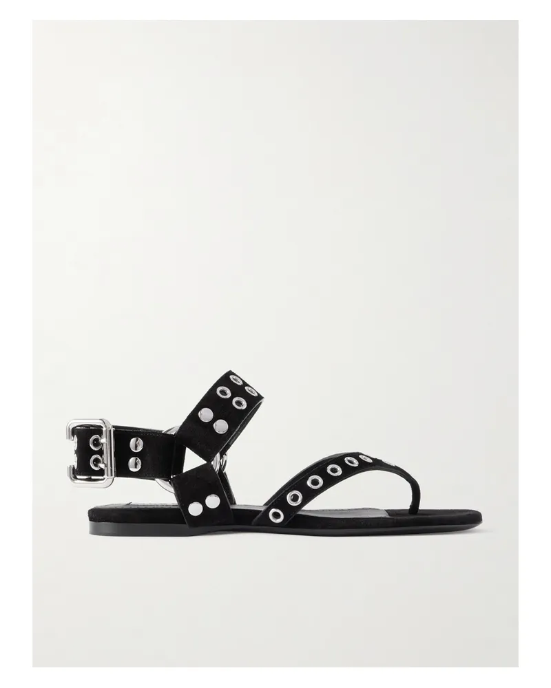 Alaïa Embellished Suede Sandals - Black Black