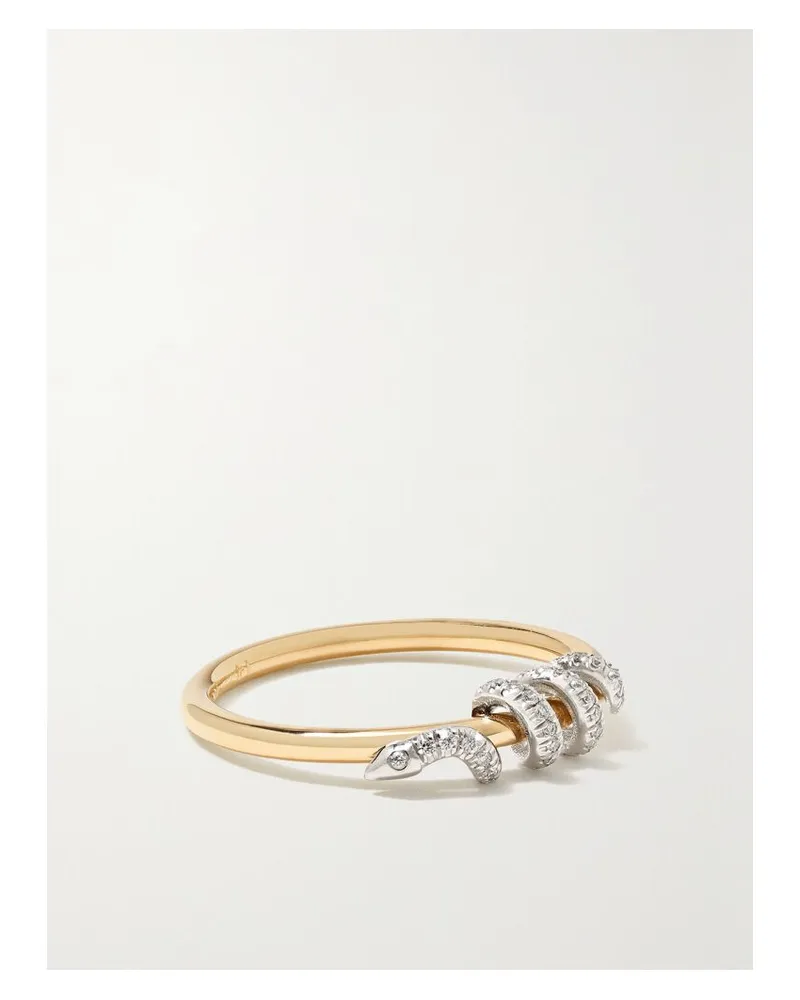 Ileana Makri Twisted Boa Ring Aus 18 Karat Gelb- Und Weißgold Mit Diamanten Gold