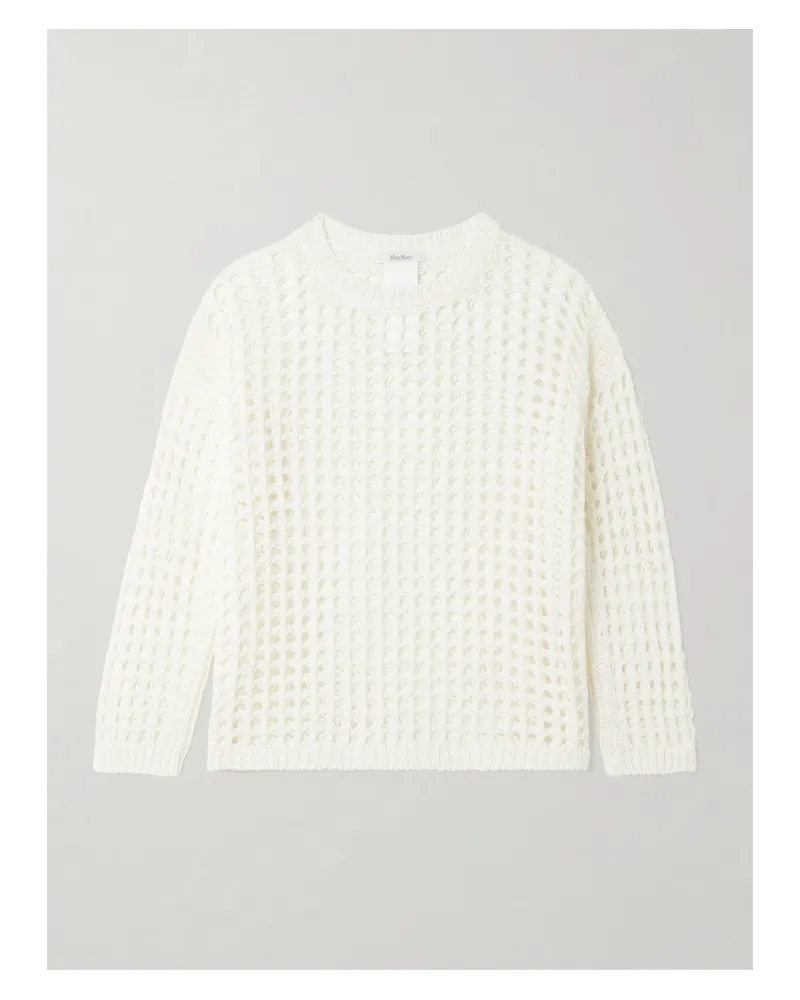 Max Mara Crocheted Cotton Sweater - White White