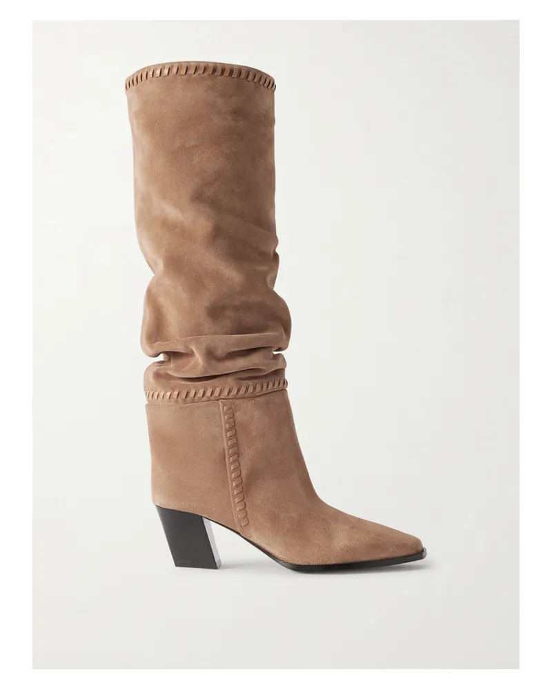 Jimmy Choo Hart Stitch 60 Kniehohe Stiefel Aus Veloursleder - Braun Braun