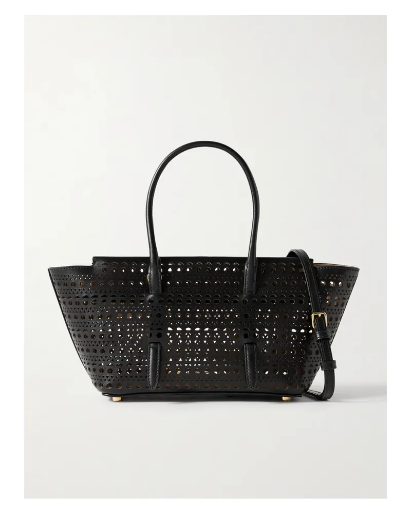 Alaïa New Mina 20 Laser-cut Leather Tote - Black Black