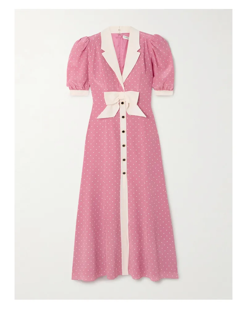 Alessandra Rich Midikleid Aus Seidensatin Mit Polka-dots Und Schleife - Pink Pink