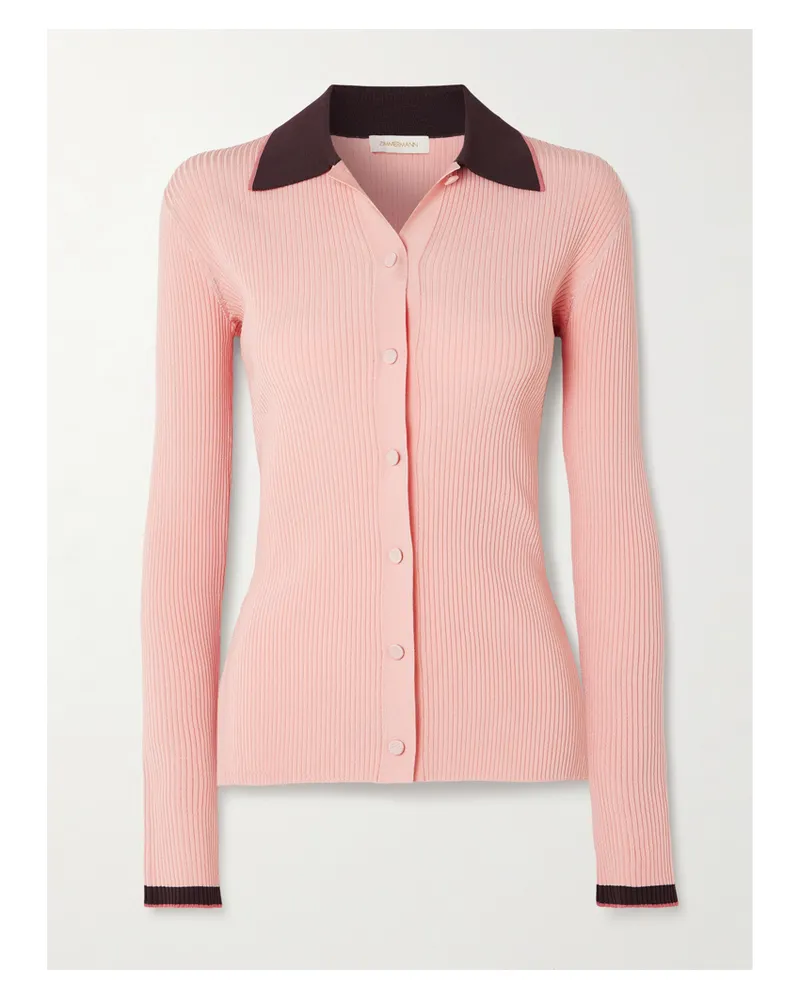 Zimmermann Zweifarbiger Cardigan Aus Rippstrick - Pink Pink