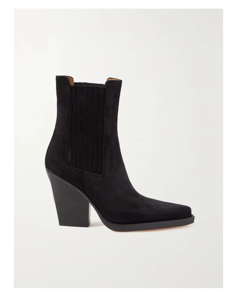 Paris Texas Dallas Ankle Boots Aus Veloursleder - Schwarz Schwarz