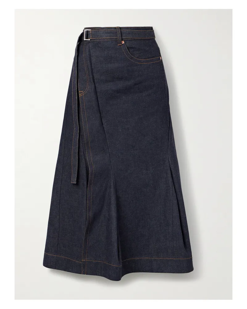 Sacai Midi-jeansrock Mit Gürtel - Blau Blau