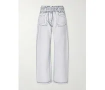 Trompe L'oeil Coated Low-rise Straight-leg Jeans - Blue