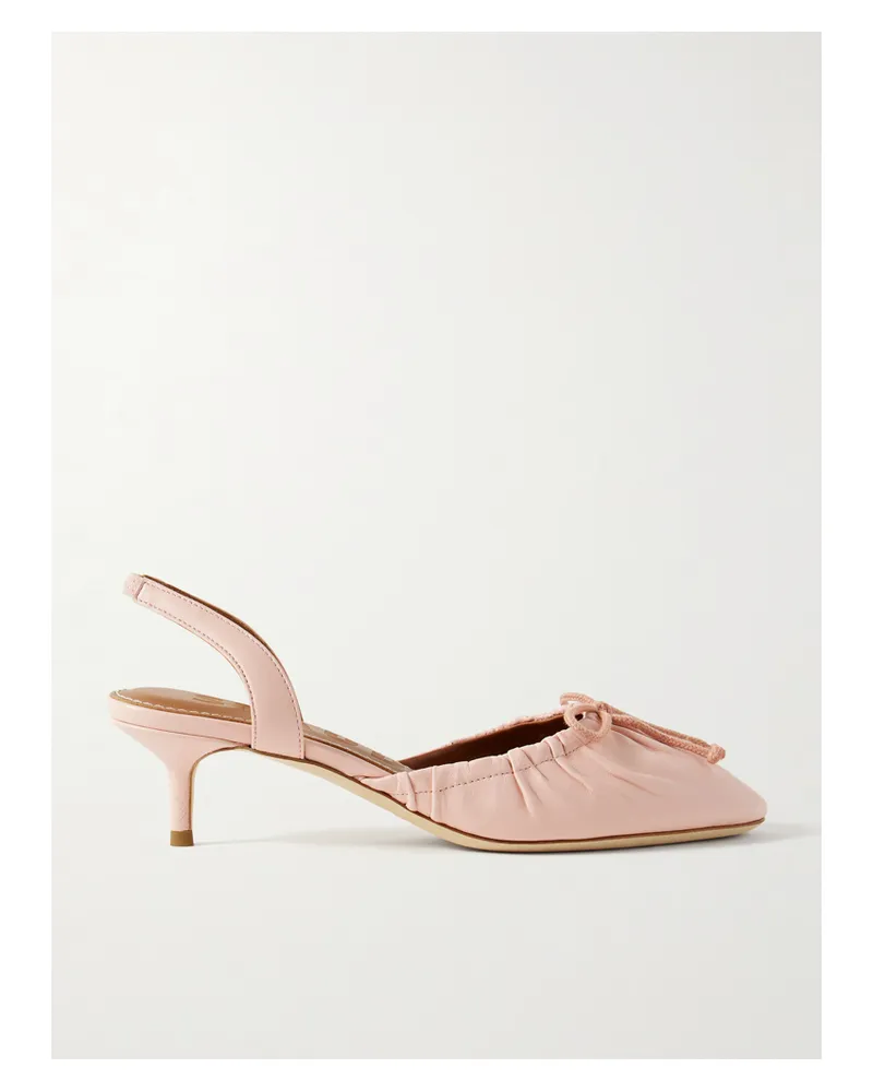 STAUD Alba Ballet Slingback-pumps Aus Leder Mit Raffungen Und Schleife - Pink Pink