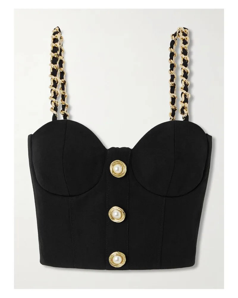 Balmain Bustier Aus Wolle Mit Verzierungen - Schwarz Schwarz