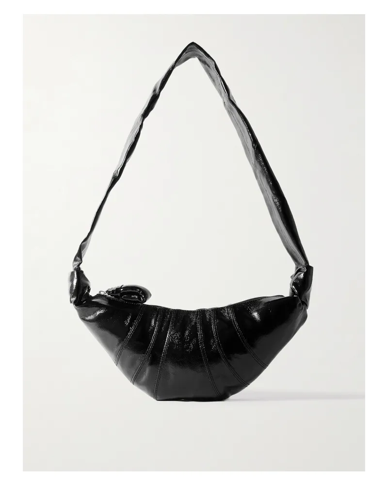 Christophe Lemaire Croissant Small Paneled Coated-canvas Shoulder Bag - Black Black