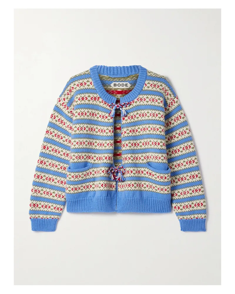 BODE Cardigan Aus Wolle In Jacquard-strick - Blau Blau