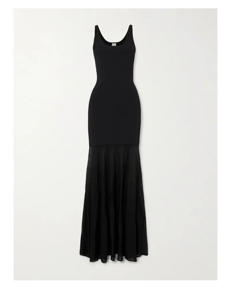 Totême Jersey And Tulle Maxi Dress - Black Black