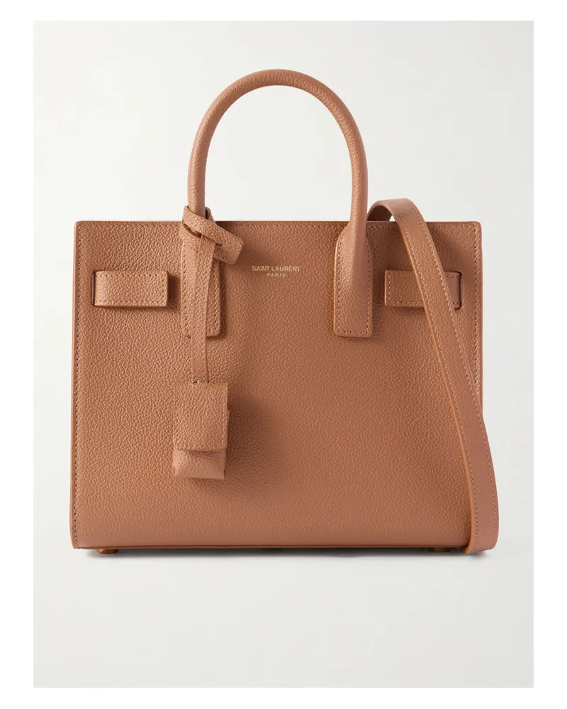 Saint Laurent Sac De Jour Nano Textured-leather Tote - Brown Brown