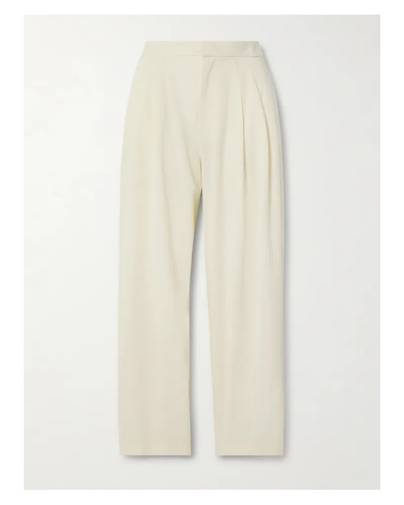 St. Agni Hose Mit Weitem Bein Aus Einer Wollmischung Mit Bundfalten - Ecru Ecru