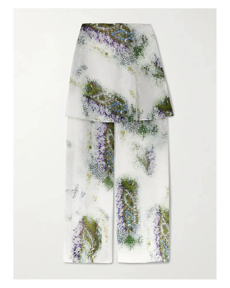 Christopher Esber Absence Mehrlagige Hose Mit Weitem Bein Aus Bedrucktem Seidenchiffon - Elfenbein Elfenbein