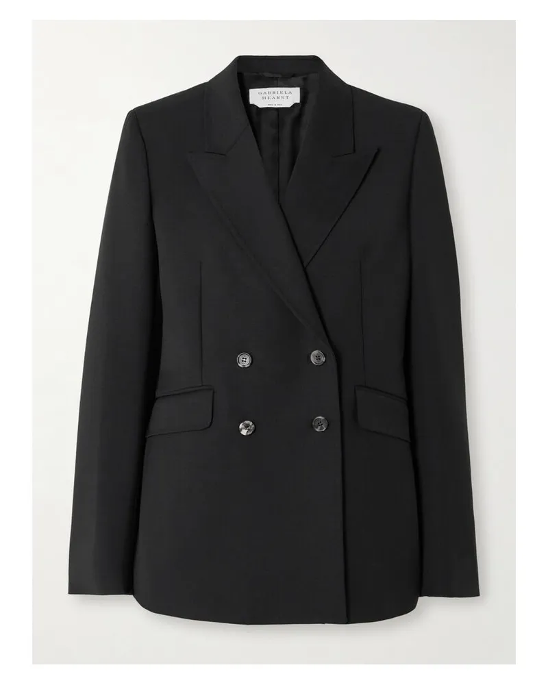 Gabriela Hearst Angela Doppelreihiger Blazer Aus Woll-crêpe - Schwarz Schwarz