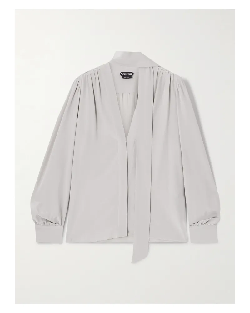 Tom Ford Schluppenbluse Aus Crêpe De Chine Aus Seide - Silber Silber