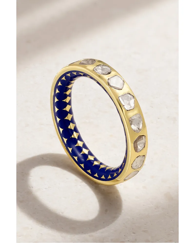 Amrapali Ring aus 18 Karat  mit Diamanten Und Emaille Gold