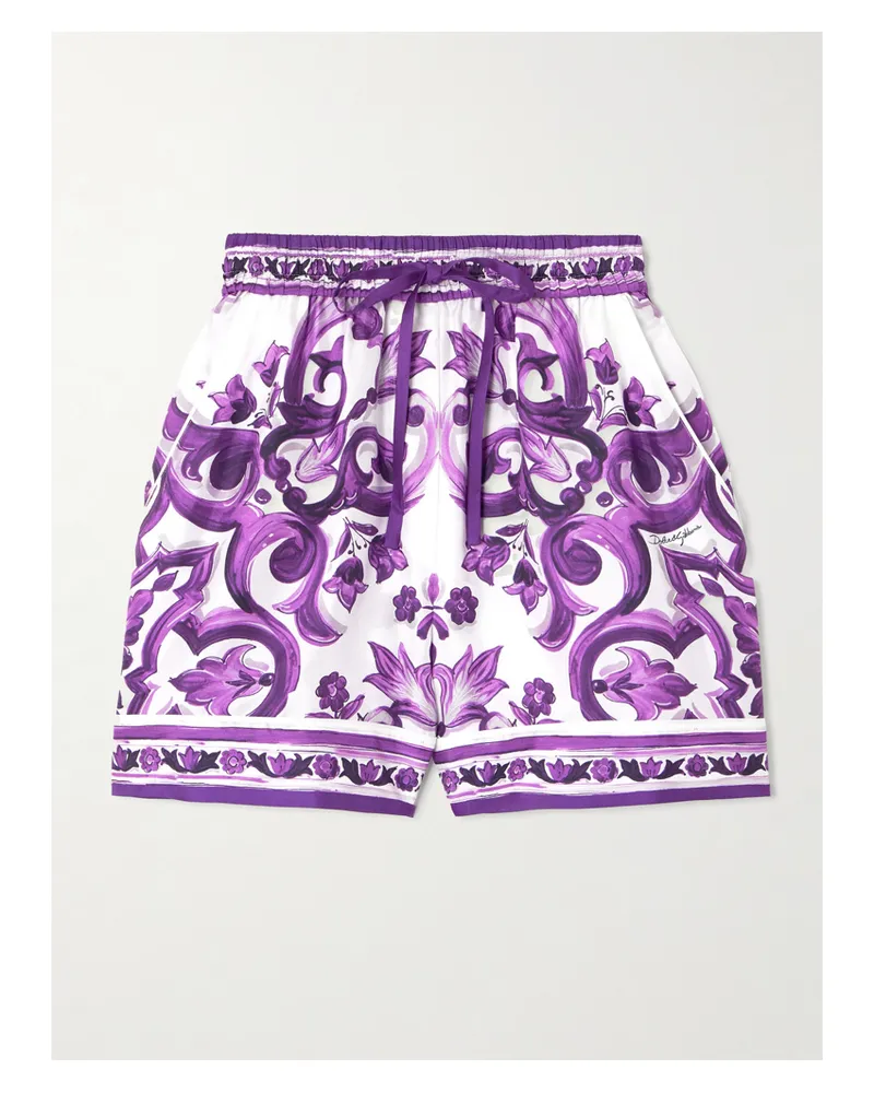 Dolce & Gabbana Shorts Aus Bedrucktem Seiden-twill - Lila Lila