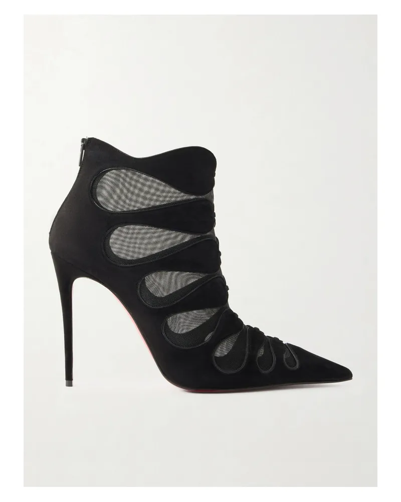 Christian Louboutin Circus Max 100 Ankle Boots Aus Mesh Und Veloursleder - Schwarz Schwarz