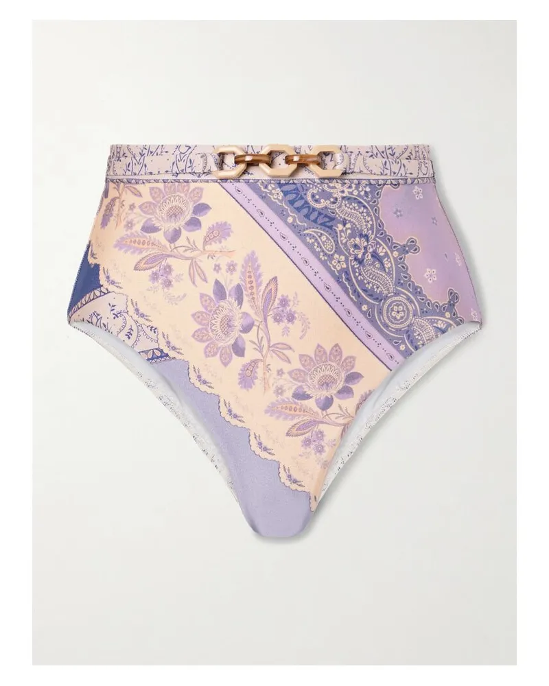 Zimmermann Lucky Bikini-höschen Mit Print Und Gürtel - Lila Lila
