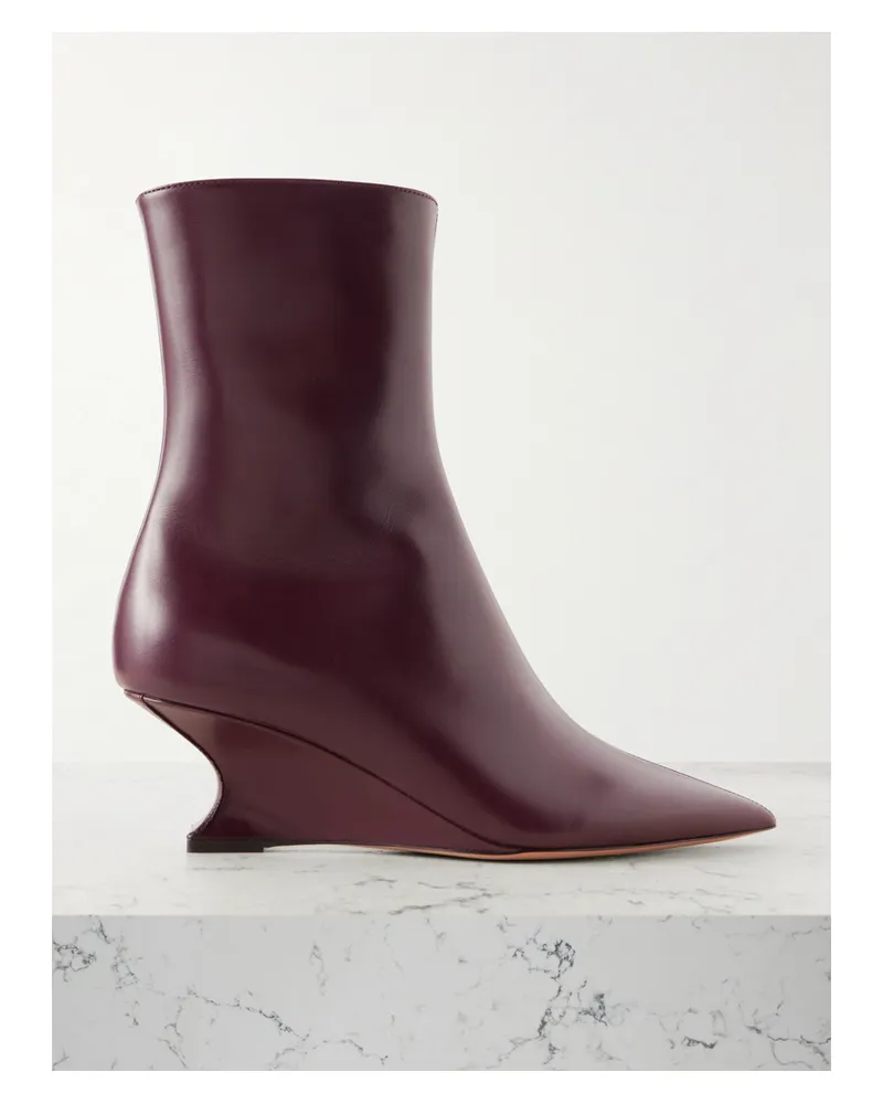 Paris Texas Nina Ankle Boots Aus Leder Mit Keilabsatz - Burgunder Burgunder