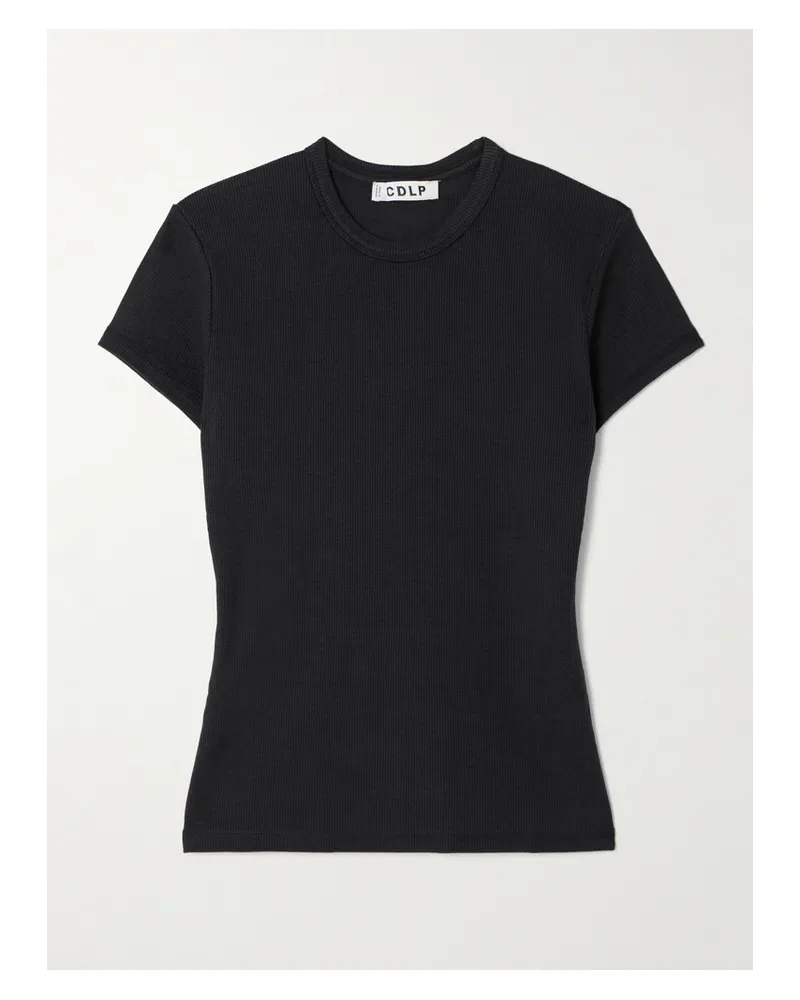 CDLP Ribbed Stretch Lyocell And Cotton-blend T-shirt - Black Black