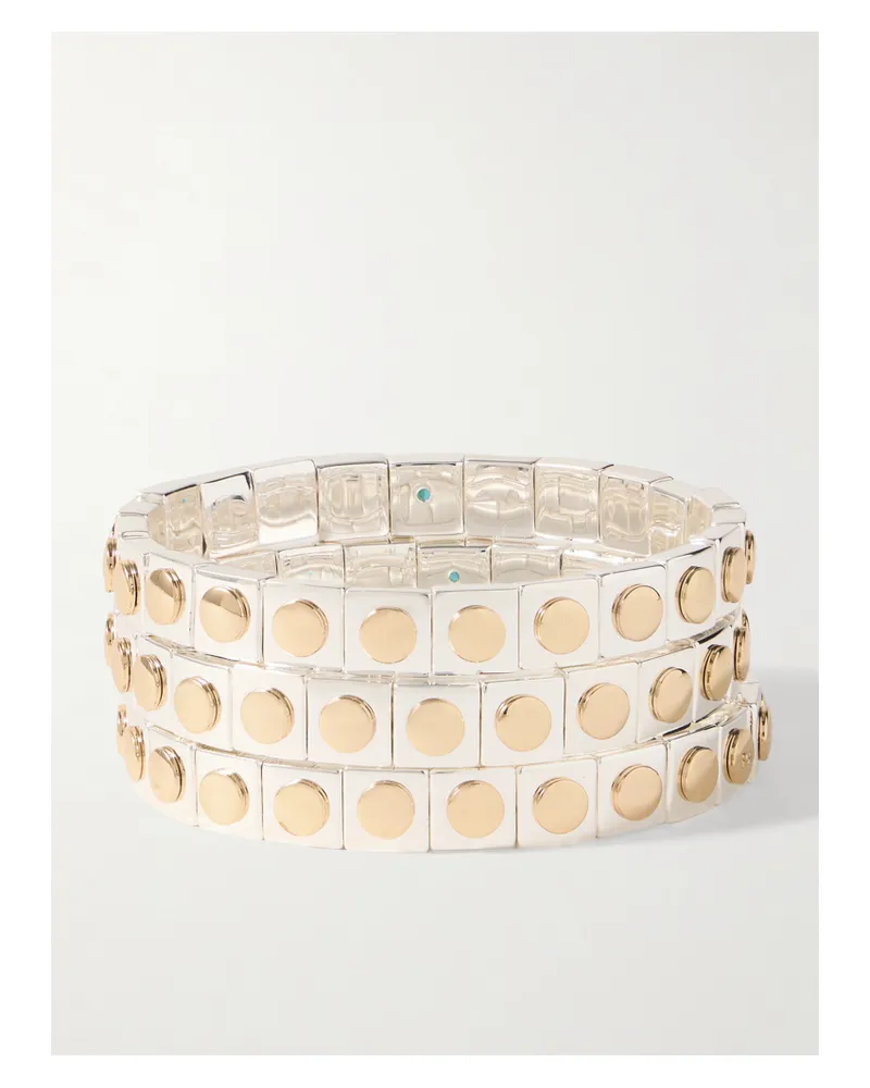 Roxanne Assoulin Stud Set-of-three Gold And Silver-tone Bracelets Silver