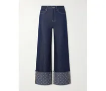 Printed High-rise Straight-leg Jeans - Blue
