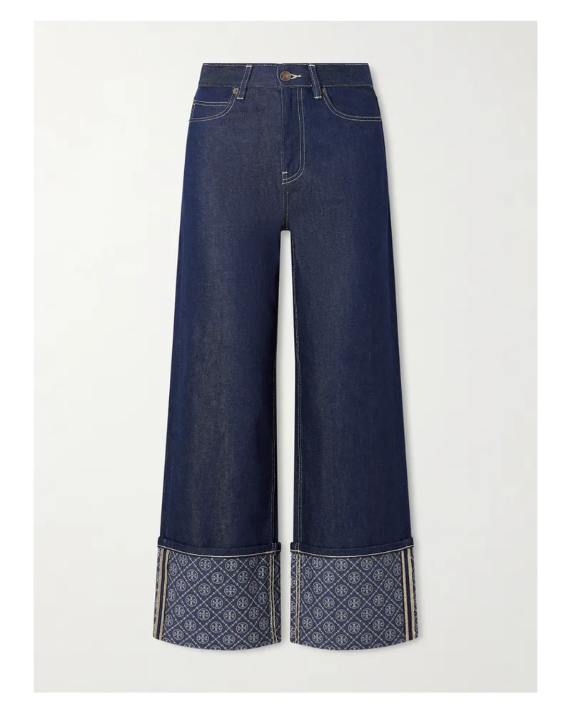 Tory Burch Printed High-rise Straight-leg Jeans - Blue Blue