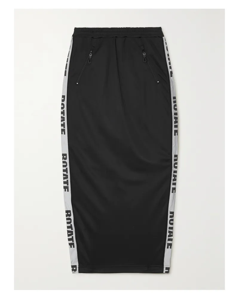 ROTATE Birger Christensen Net Sustain Maxirock Aus Recyceltem Shell Mit Webband - Schwarz Schwarz