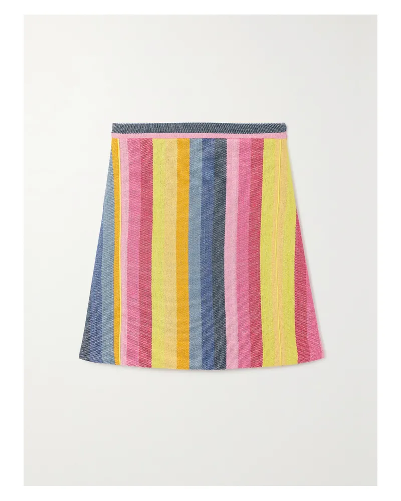 Sindiso Khumalo Jemma Minirock Aus Gestreiftem Leinen-canvas - Gelb Gelb