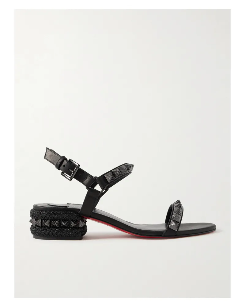 Christian Louboutin Pyrasand 30 Studded Leather Sandals - Black Black