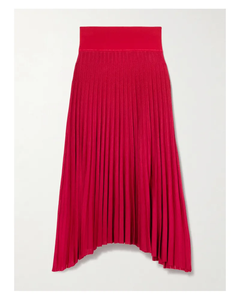 Maria Mcmanus Asymmetrischer Midirock Aus Baumwolle Mit Plissee - Rot Rot