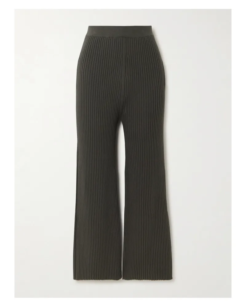 Lauren Manoogian Column Hose Mit Geradem Bein Aus Gerippter Pima-baumwolle Mit Stretch-anteil - Grau Grau