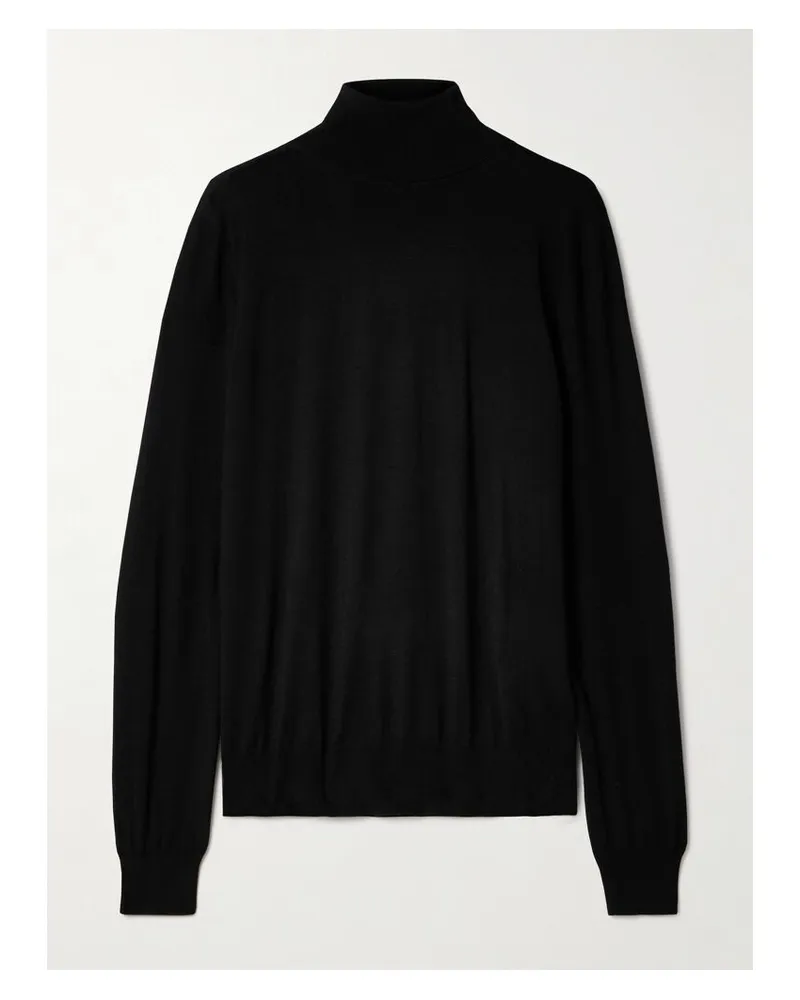 The Row Heva Rollkragenpullover Aus Woll-jersey - Schwarz Schwarz
