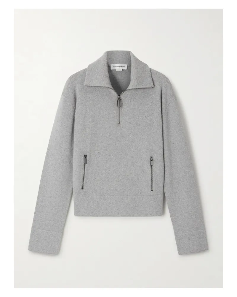 Victoria Beckham Milano Pullover Aus Einer Merinowoll-kaschmirmischung Mit Troyer-kragen - Grau Grau